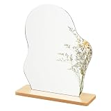 MXTIMWAN Espejo de Maquillaje AcríLico Irregular, Espejo Irregular Acrílico con Base de Madera, Espejo Maquillaje Decoracion Habitacion Aesthetic para Dormitorio, Sala de Estar, Hoteles, Room Decor