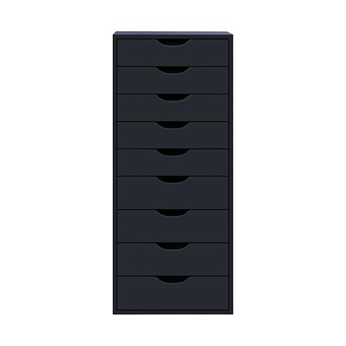 Image of Naomi Home Bianca 9-Drawer Tall Wooden Dresser - Gray | 9 Easy-Access Drawers • Tall Space-Saving Design • Durable Construction • Wide Top Surface
