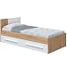 Habitdesign Cama Individual con 2 Cajones, Cama Juvenil, Cama Infantil, Modelo Noa, Acabado enBlanco Artik y Roble Nodi, Medidas: 196 cm (Largo) x 97 cm (Ancho) x 77 cm (Alto), 017436W