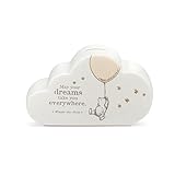 DEMDACO Pooh Classic Yellow Bear, 6.5 x 4 Inch, Classic White and Brown, Ceramic Stoneware, Savings Bank, Dreams Take You Everywhere