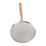 Acouto Cuchara Espumadora de Acero Inoxidable, Colador de Alimentos de Malla Fina Portátil Liviano, Cuchara Ranurada Grande con de Madera para Cocinar, Freír y Escurrir (30 cm/11,8 pulgadas de