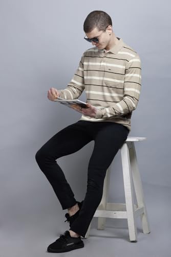 Image of GODFREY Full Sleeve Cotton Polo T Shirt for Man with Pocket - Men Tshirts Regular Fit
