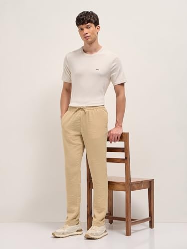 Image of Men's Grey Cotton Straight Fit Casual Trouser
