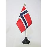 AZ FLAG TISCHFLAGGE NORWEGEN 15x10cm goldene splitze - NORWEGISCHE TISCHFAHNE 10 x 15 cm - flaggen