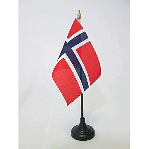AZ FLAG - Tischflagge Norwegen - 15x10 cm Goldene Splitze - Norwegische Tischfahne 10 x 15 Cm - Flaggen