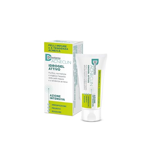 Dermovitamina Acneclin Idrogel Attivo 40 ml - Gel Antiprurito, Acne e Antirossore - Crema Viso per Pelle Impura a Tendenza Acneica - Con Magnololo, Honokiolo e Acido Fitico - Controllo del Sebo - 40ml
