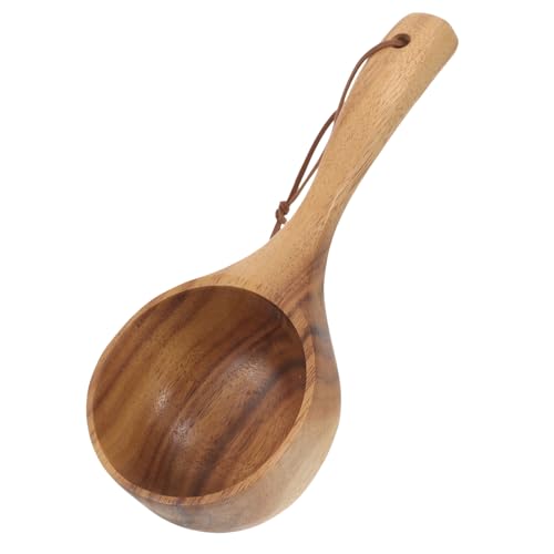 FONDOTIN Saunakelle aus Natürlichem Holz Leichter Bade Wasserschöpflöffel mit Ergonomischem Griff Robust und Vielseitig für Sauna Bad Garten und Haushalt Geeignet