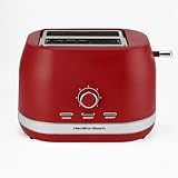 Hamilton Beach Toaster 2 Slice, Ella, 800W, Wide Slots, 7 Variable Browning Levels, Defrost, Cancel & Reheat Settings, Removable Crumb Tray, Integrated Cord Storage, Matte Red - HBT1322MR