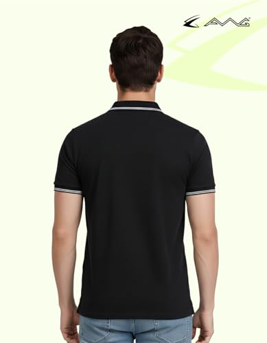 Image of AWG ALL WEATHER GEAR Rich Cotton Polo T-Shirt | Half Sleeve Classic Fit | Soft Breathable Solid Tee | Casual & Office Wear | Comfortable Everyday Cotton Polo | Mens Tshirts
