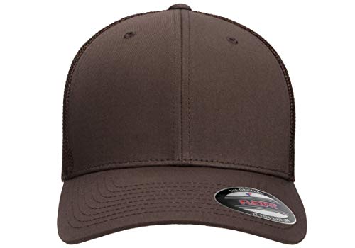 Flexfit Unisex Adult Trucker Mesh Fitted Cap, Brown, One Size Us #TOP1