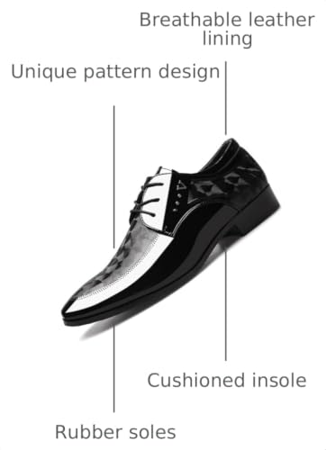Image of Men's Vintage Elegant Patent Leather Dress Shoes Lace-up Formal Business Oxfords Wedding Prom