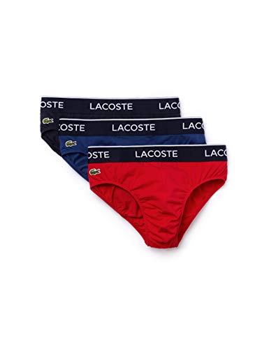 Lacoste Pack De 3 Slips Pantalones, Multicolor (Marine/Rouge/Methylene W64), Medium Hombre