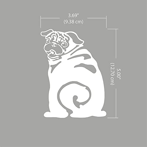 Image of WIRESTER 6 inch Clear Vinyl Decal Sticker Decoration for Car Window (Or Any Flat Surface) - Pug Looking Back