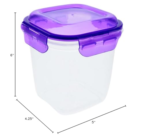 Surefresh Tall Square Plastic Containers with Clip-Lock Lids, Food Storage Containers, Deli, Slime, Soup, Meal Prep Containers 54 Oz | BPA Free | Leakproof | Easily Snap, Clear, 218466 - Thumbnail 3