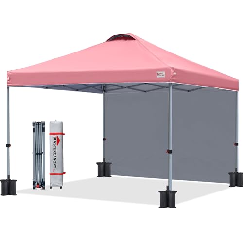 Image of MASTERCANOPY 10x10 Durable Pop Up Canopy Tent with 1 Sidewall, Pink