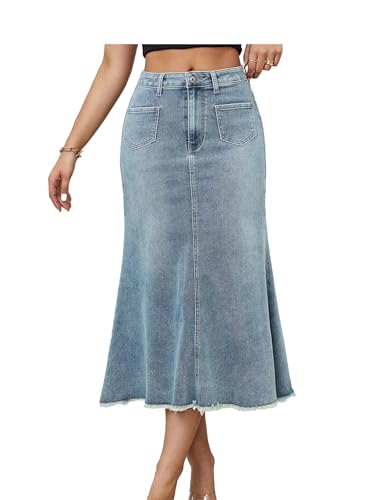 MINTLIMIT Long Denim Skirt for Women Casual A-Line Denim Maxi Skirt 2025 High Waisted Jean Skirt with Pocket