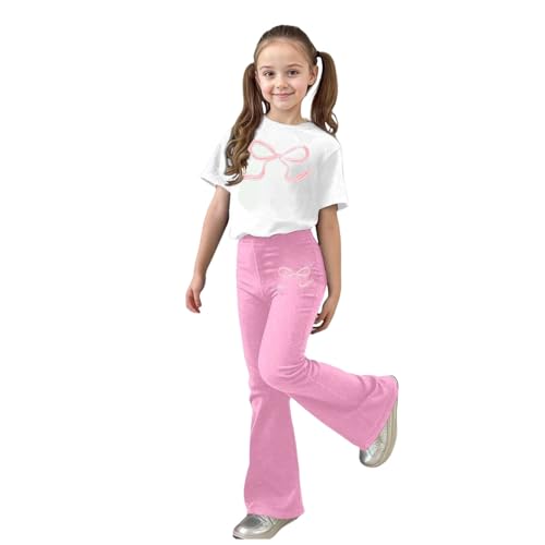 Ensemble fille avec pantalon évasé en coton doux premium