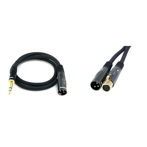 Image of Monoprice XLR Male to 1 /4-Inch TRS and XLR Male to Female Cables Bundle - 16AWG Gold Plated, 3 and 6 Foot Black Microphone Interconnect Cables