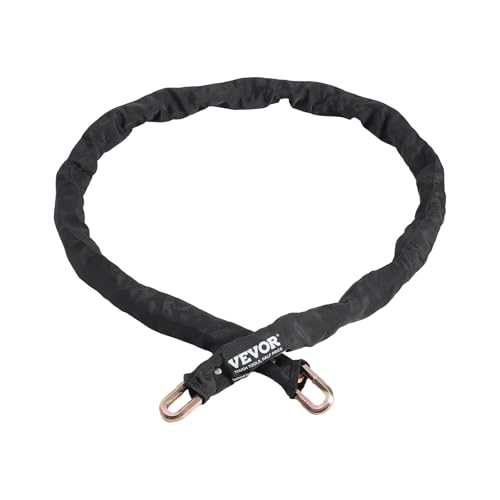 VEVOR Antivol de chaîne de vélo, 1,8 m, antivol de sécurité pour vélo, en acier métallique robuste, antivol de haute sécurité, pour bicyclette, moto, scooter, porte, clôture, portail, 9,5 mm, noir