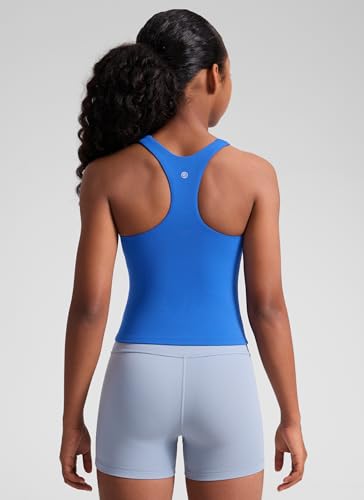 Image of CRZ YOGA Girls Butterluxe Double Lined Tank Top | Dance, Extremely Soft, Tight Fit, Waist Length, High Neck, Athletic, Sleeveless Shirts for Teen