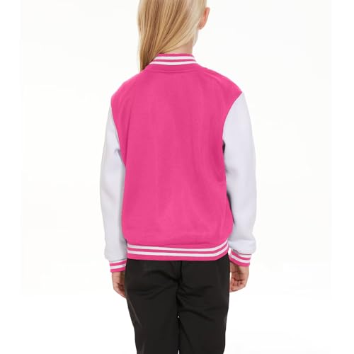 Image of ACEFAST INC Kids Baseball Jacket School Varsity Uniform Casual Sweatshirt Girls Sweater Jacket Baseball Solid Color