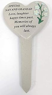 David Fischhoff Special Nan and Grandad Forget Me Not Heart Stake, Durable Poly Resin Cream Waterproof and Weather Resistant, 13.5 X 1 X 23 Cm