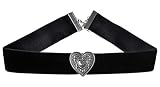 Trachten Dirndl Kette Kropfband Samt Edelweiss Herz (Schwarz)