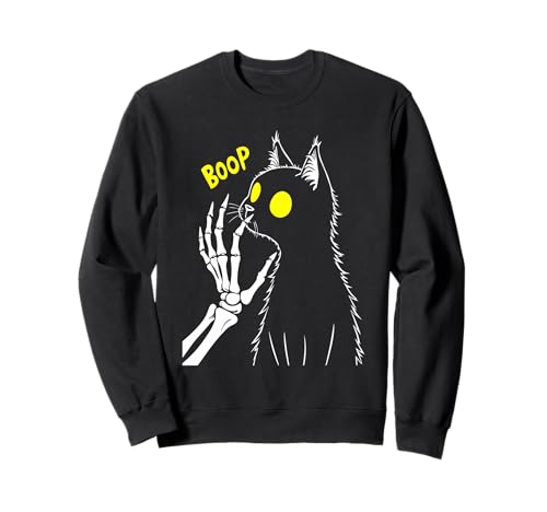 Scheletro mano Boop gatto nero animale domestico donne ragazze bambini amanti dei gatti Felpa
