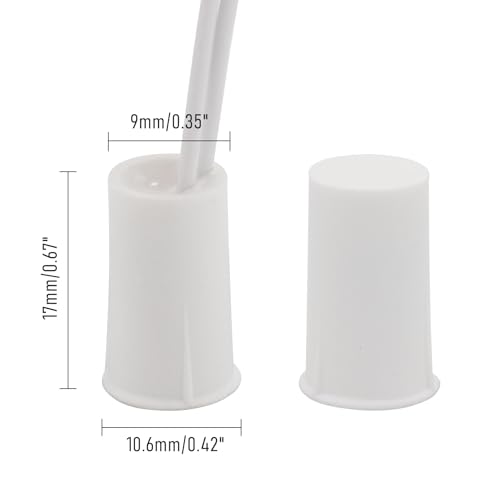 FOCMKEAS 10PCS Recessed Wired Security Window Door Contact Sensor, Normally Closed NC, Door Alarm Magnetic Reed Switch with 2 Wire, ABS White, RC-33