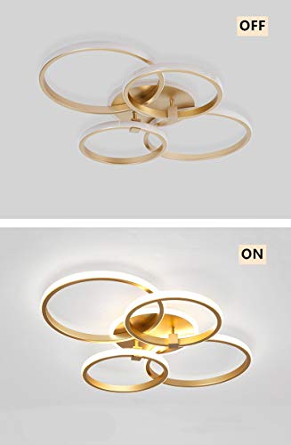 Becailyer 76W Modern LED Chandelier, 4-Ring Flush Mount Ceiling Light Round Acrylic Ceiling Lamp for Living Room Bedroom Dining Room, 6000K - image 6