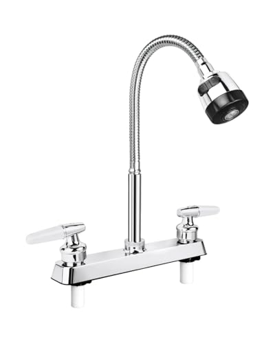 Mezcladora para Fregadero, Llave para Fregadero de Cocina de Cuello Flexible, Grifos para Cocina con 2 Asas para RV, Llave de Fregadero de Cocina Flexible, Grifo de Cocina Moderno...