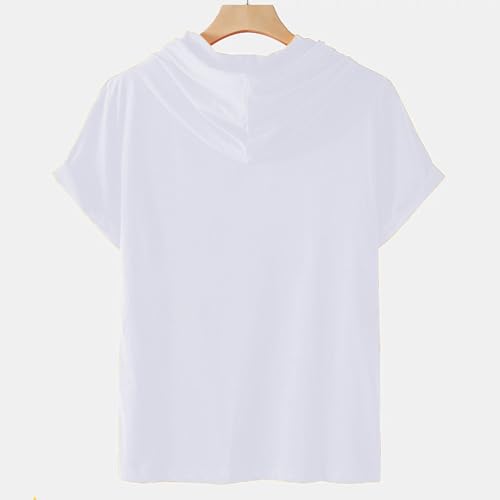 Basic Hoodies for Men Gym Workout Shirts Solid Color Short Sleeve Shirts Casual Lace Up Lightweight Tees Summer Tops3