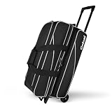 Goloni 3 Ball Bowling Bag with Wheels, Black Rolling Bowling Roller Bag with 41'' Retractable Handle for Balls & Bowling Accessories