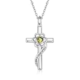 Sterling Silber Opal Blume Kreuz Anhänger Taufe Schmuck Erstkommunion Geschenke für Frauen Patentochter