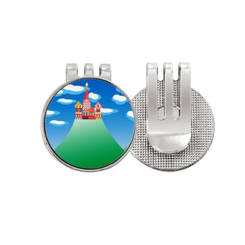 Marqueur de balle de golf avec clip magnétique émaillé motif montagne et nuage