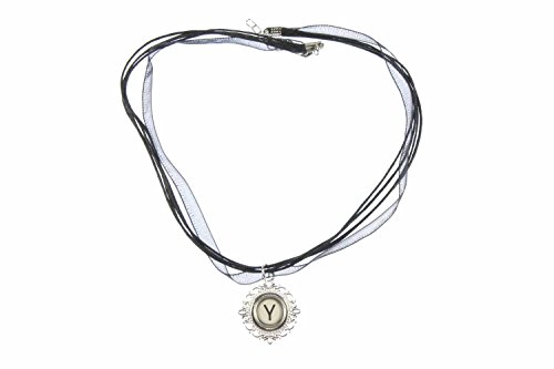 Miniblings Typewriter Keys Chiffon Ribbon 45cm Chosse a Letter Name Initial White, Letter:B