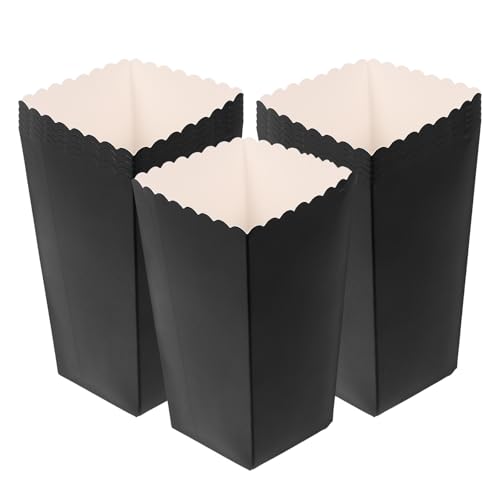 Boîte à popcorn en papier noir recyclable paquet de 48 pièces