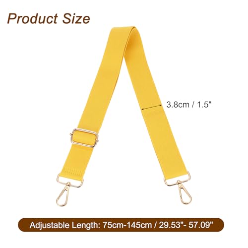 Image of uxcell Wide Shoulder Strap, 3.8cm Adjustable Purse Strap Replacement Crossbody Strap for Shoulder Bag Handbag, Ginger Yellow, Light Gold Pull Core Buckle