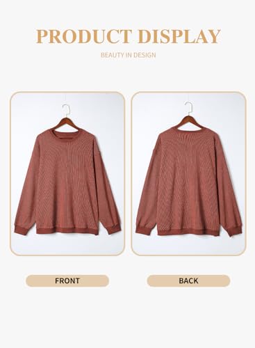 Image of Eytino Women Plus Size Sweatshirt Oversized Crew Neck Long Sleeve Tops | Fall Fashion Clothes 2026, Oversized Sweat Shirt, Soft Comfy Pullover, Travel Casual Work Lounge Daily Outfit