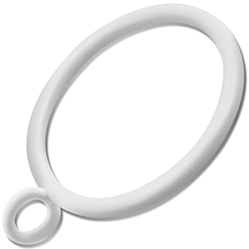 AMZSEVEN 44 Pack Curtain Rings with Eyelets Metal Drapery Rings for Pinch Pleat Curtains Drape Ring 1.5 Inch I D Fits Up to 1.2 in Rod (White)