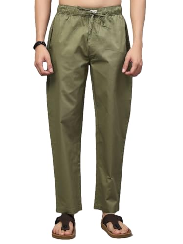 Image of Majestic Man Comfort Fit Solid Cotton Casual Lounge Pyjama with Elastic Waist, Drawstring & Zip Closure