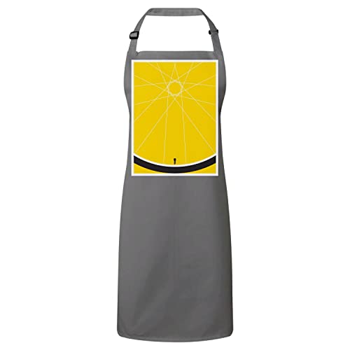 Tablier cuisine gris velo roue jaune le cadeau parfait pour cuisinier cycliste