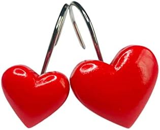 Twofishes Valentine Gift Lovely Heart-Shaped Anti Rust Shower Curtain Hooks Decorative Resin Shower Curtain Rings Set of 12