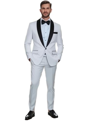 Men's Groom Suit 2-Piece Shawl Lapel Jacket & Pants Set One Button Wedding Tuxedos