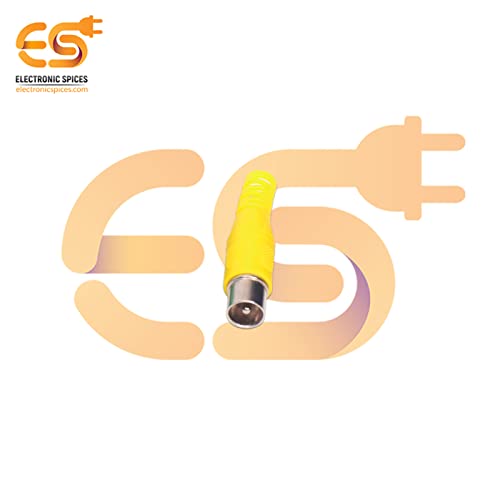 Image of Electronic Spices Yellow color RCA Male plugs solder audio connectors Electronic Cables pack of 5pcs