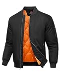 Rdruko Men's Bomber Jackets Onion Quilted Winter Padded Windbreaker Zip up 4 Pockets Waterproof Satin Flight Varsity Coats black XL