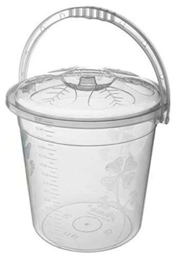Easy Shopping® 5L 10L 15L 20L Clear Plastic Bucket with Lid and Carry Handle Storage Unit Container Bin (15 Litre)