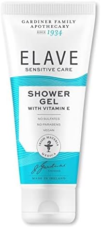 Elave Sensitive Shower Gel 250 ml | Clinically Proven Gentle Body Wash for Eczema, Dermatitis & Dry Sensitive Skin | Camomile & Vitamin E | Fragrance Free, Vegan & Cruelty Free | Made in Ireland