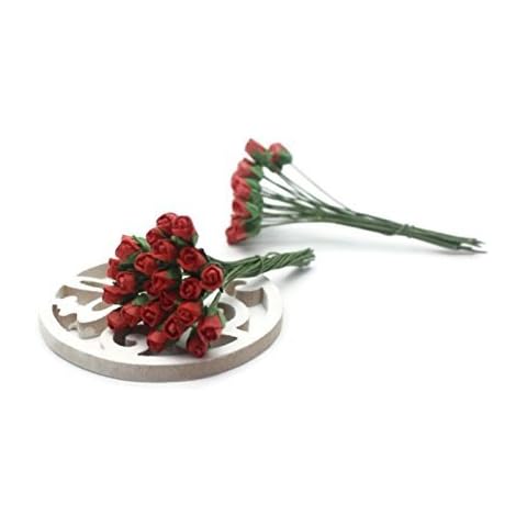 50 Red Tiny Rose Scrapbooking Crafts 5mm Mulberry Paper Flower Card Wed Dollhous Cover