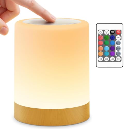 Auxmir Lampe de Chevet, Veilleuse LED avec 256 Couleur RVB, Lampe Ambiance sans Fil avec Minuteur, Veilleuse Allaitement Nuit Tactile, 3000mAh Rechargeable USB pour...